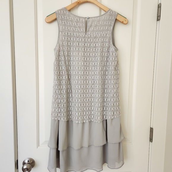 Lace Dress Sleeveless Gray Boho Cottagecore Prairie Pretty Summer Lagenlook - Picture 4 of 13